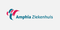 Logo van het Amphia Ziekenhuis in de kleuren blauw/groen en roze