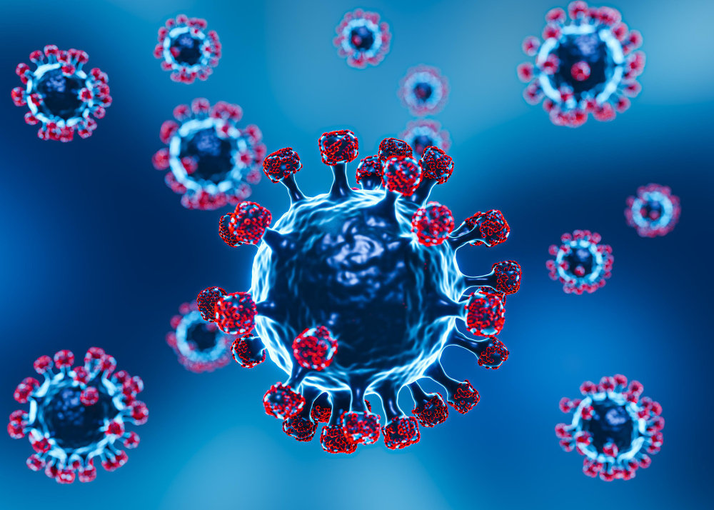 Illustratie van het corona virus in 3d model